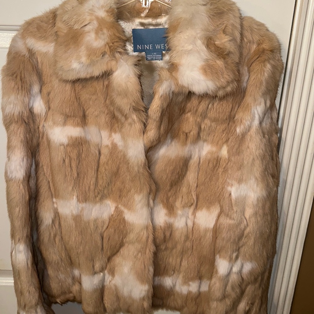 Blonde Two-Tone rabbit fur coat